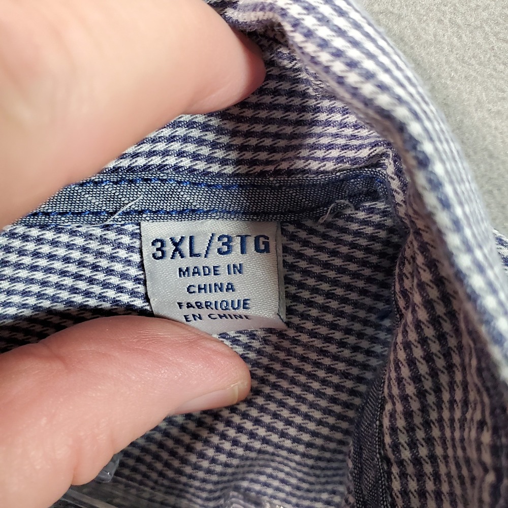 Tommy Bahama Shirt Mens 3XL Blue Micro Check Tencel Button Preppy Coastal Resort - Picture 7 of 8
